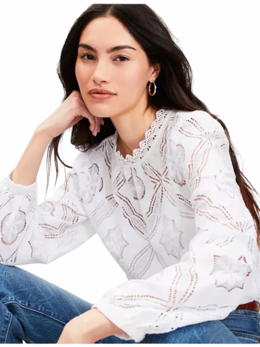 NWT • Loft • Petite Mosaic Lace Blouse